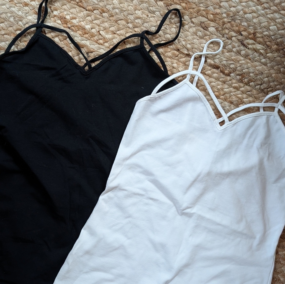 Express Black and White Strappy Tank Tops